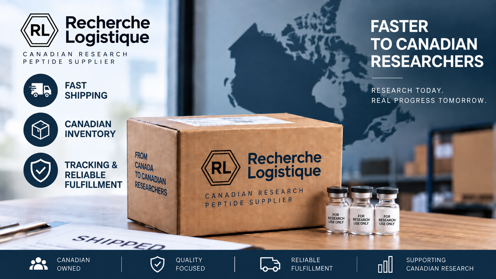Fast shipping from a Canadian research peptide supplier with Canadian inventory and tracked fulfillment